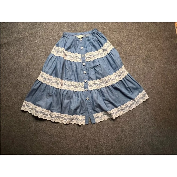 Dresses & Skirts - Romancing The West Skirt Large Xl Lace Cotton Ruffle Cottage-core Peasant
